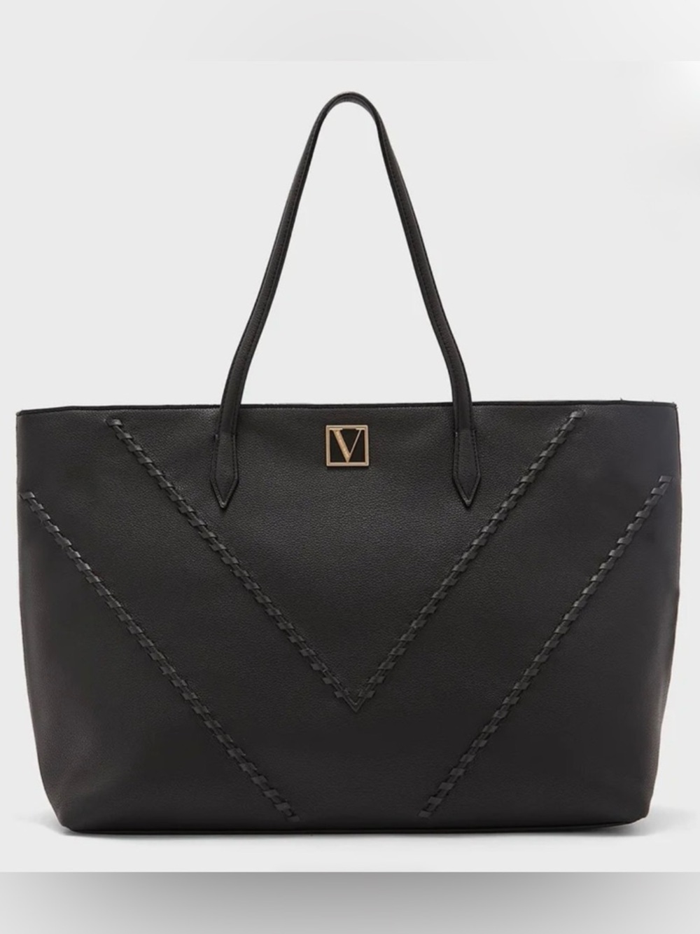 Victoria's Secret Black Lily Whipstitch Tote Bag